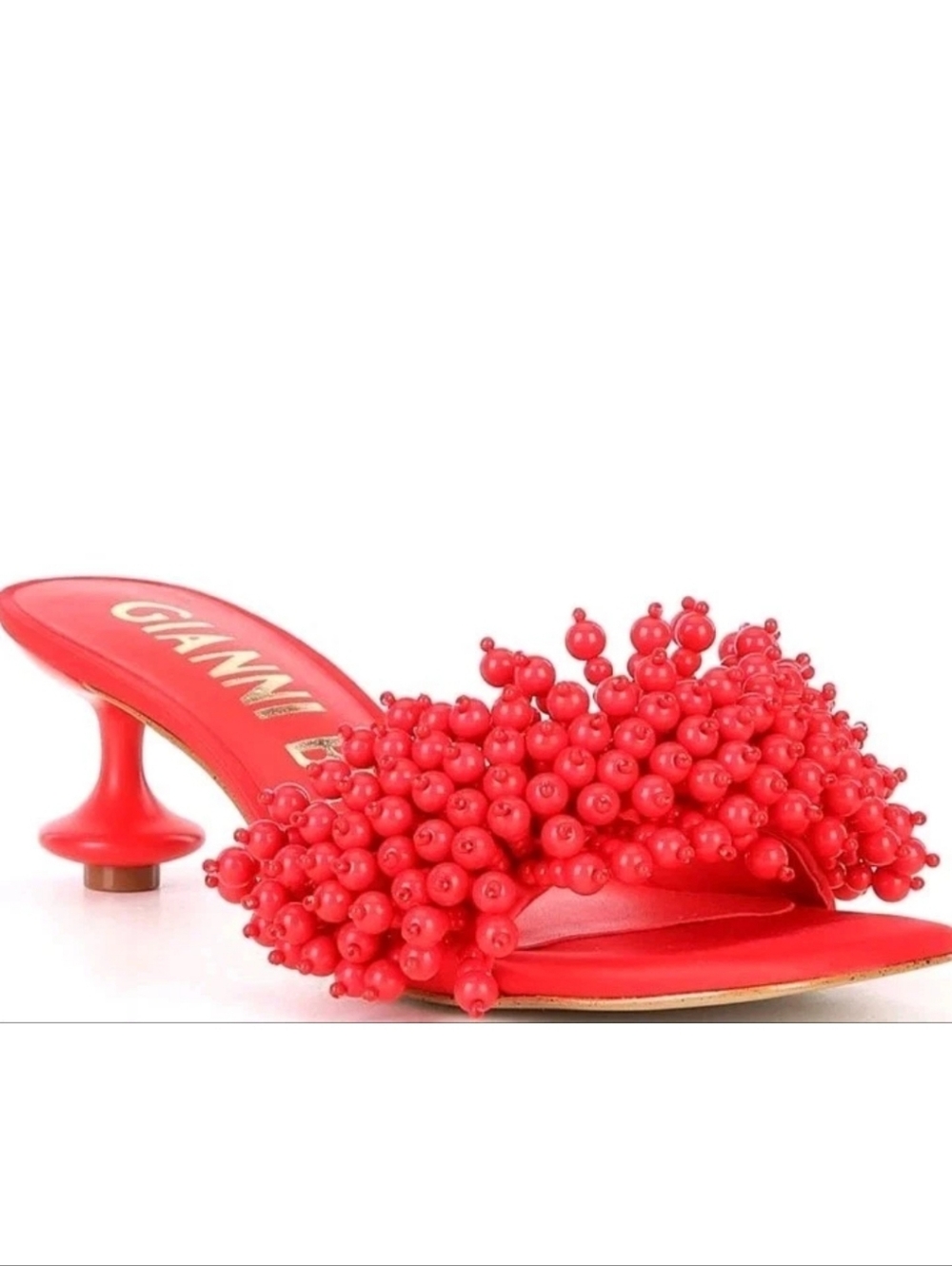 Gianni Bini Lonzo Beaded Square Toe Slide Sandals Red Sz 9 NWOB